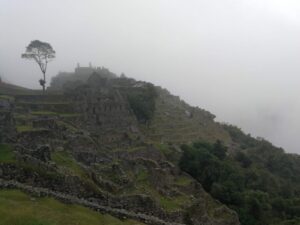Machu Picchu with fog