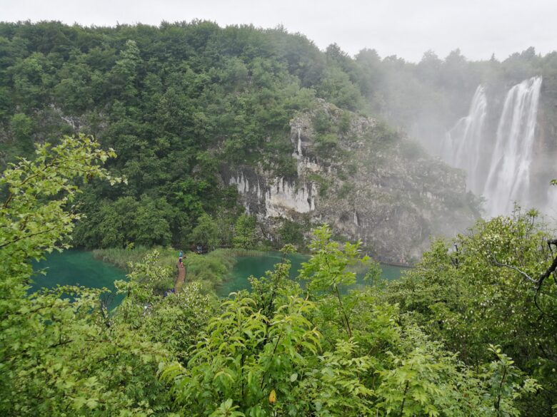 Plitivice promenade and waterfall photo