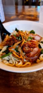 Fried pork pan mee