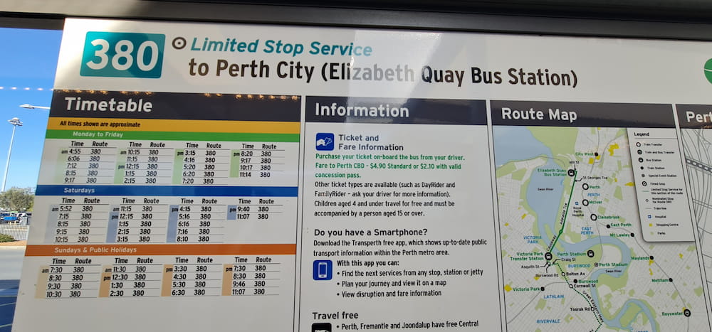 パース バスの時刻表