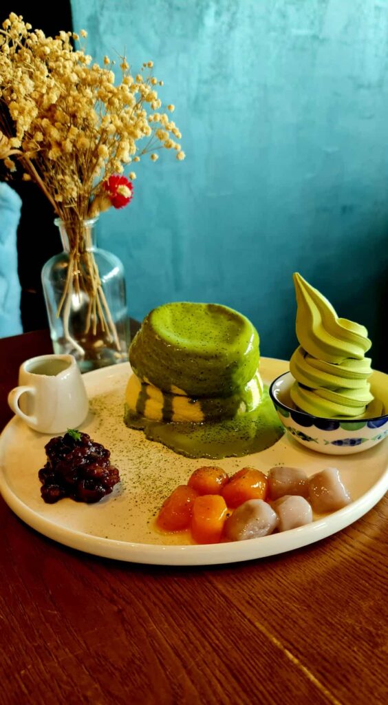 Maccha Azuki Bean Souffle pancake